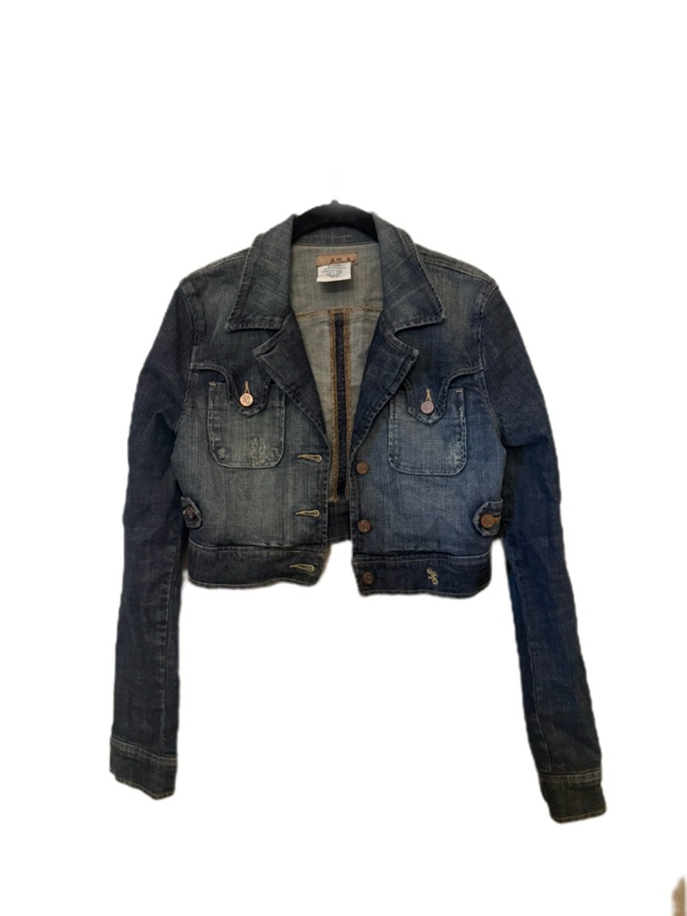 Y2K See Thru Soul Dark Blue Cropped Denim Jacket
